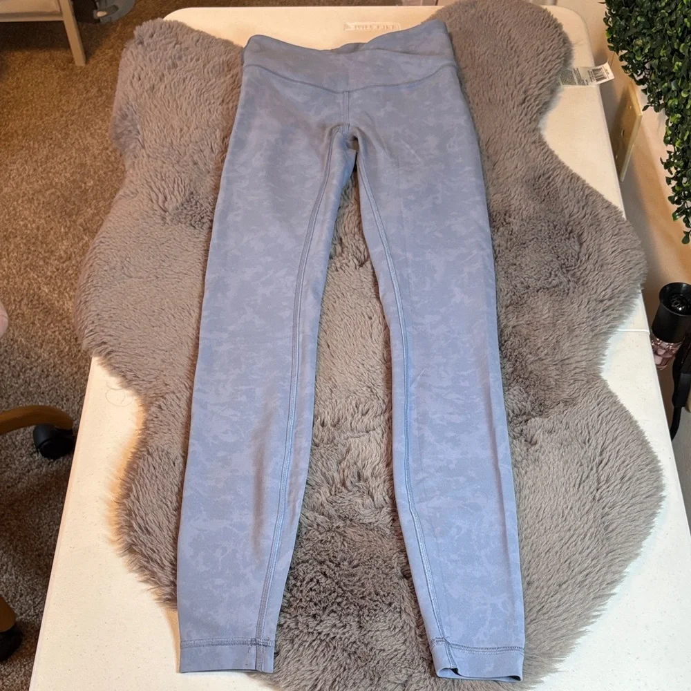 lululemon athletica Light Blue Cross Waistband Marble High-Rise Leggings Size 2
